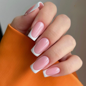 Glossy Light Pink French Press on Fake Nails // tns862