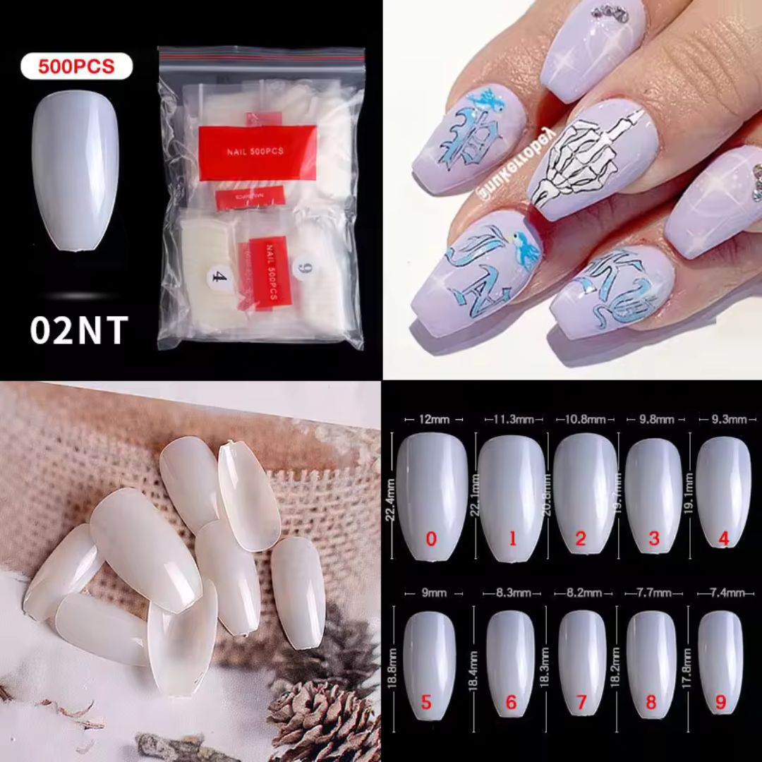 The NailzStation 500pcs Acrylic Nail Tips, fake nail tips (Full Cover Tips natural)
