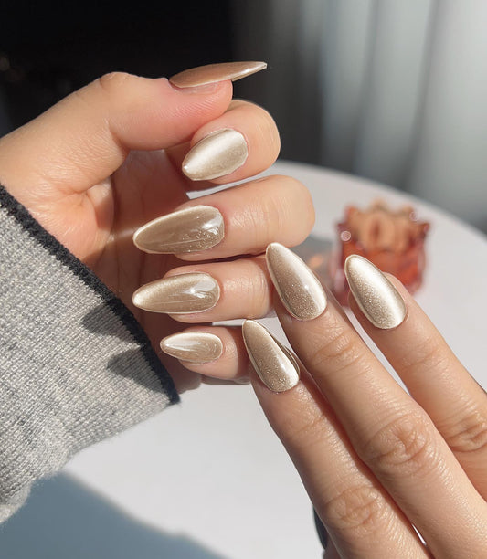 Pearl Cat Eye 3D Magnetic Press On Fake Nails