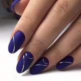 Matte Blue Swirls Press on Fake Artificial Nails / tns552