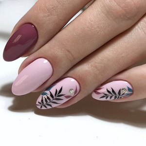 Glossy Light Pink Floral Press on Fake Artificial Nails / tns566
