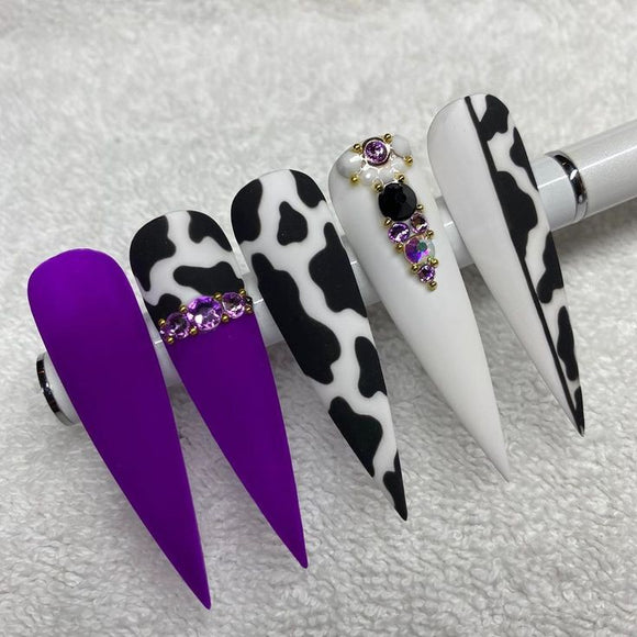Matte Purple Animal Print Press on Fake Nails // tns852