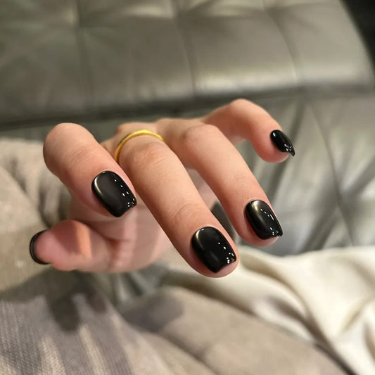Black Cat Eye 3D Magnetic Press-On Nails Square 10 Nails