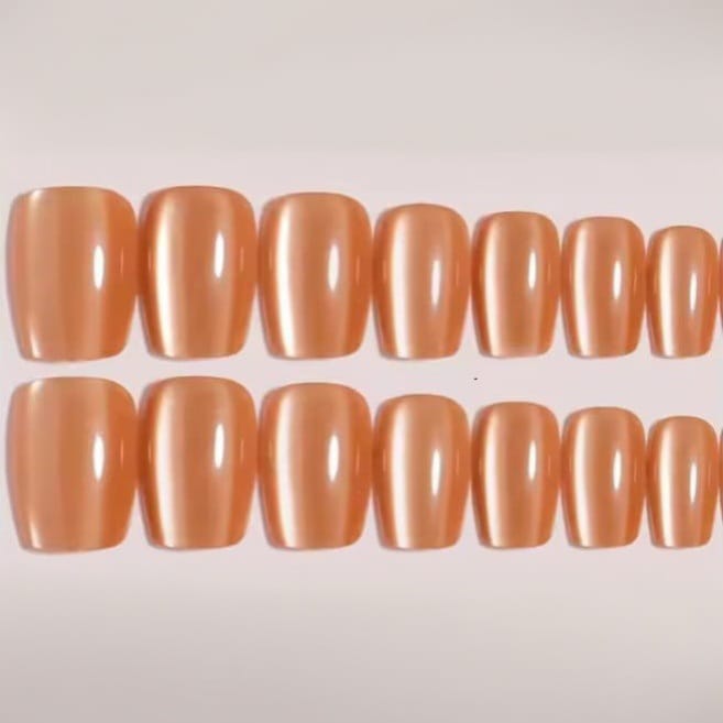 Cat Eye 3D Magnetic Press-On Nails Square -10 Nails