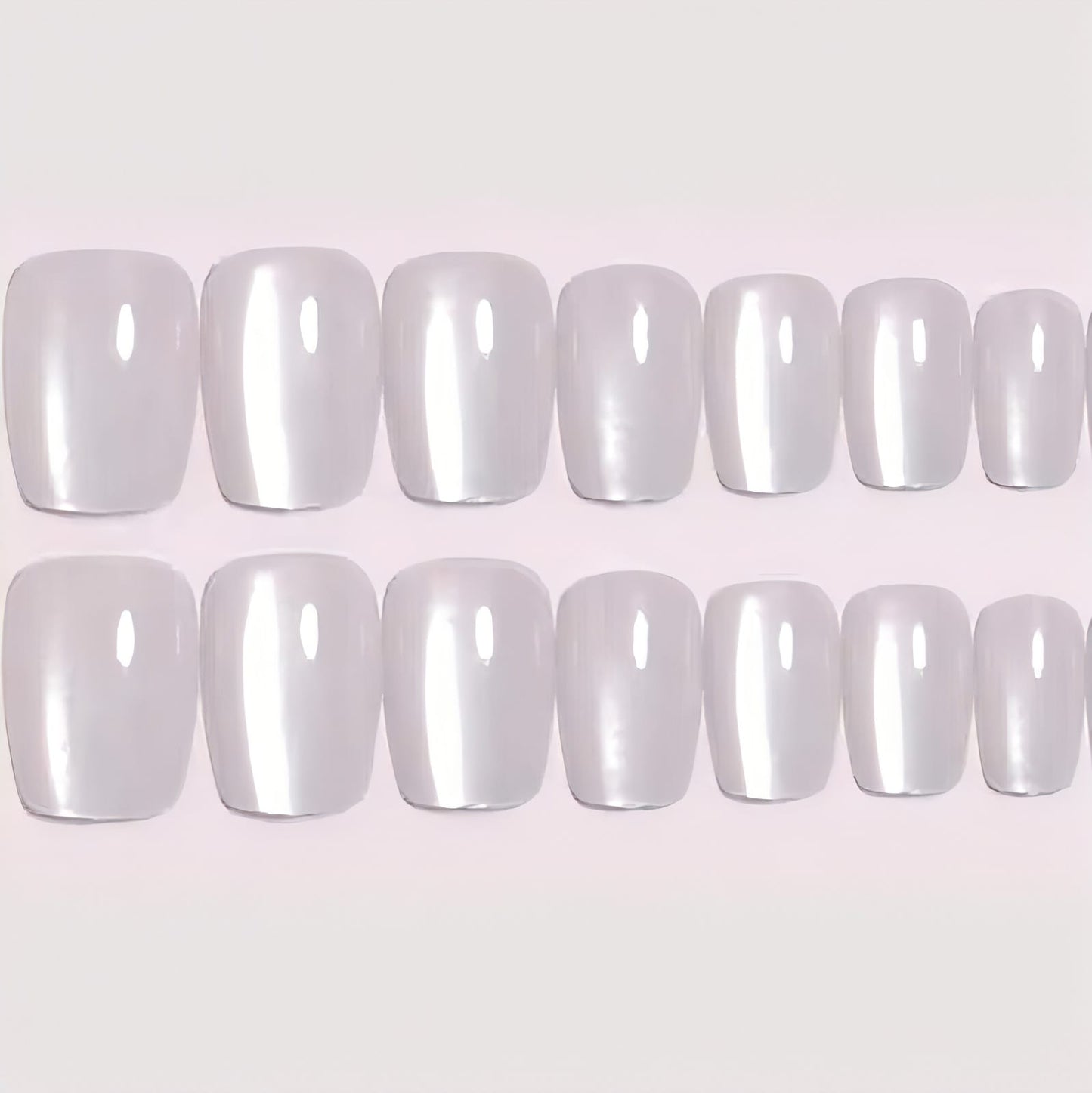 White Cat Eye 3D Magnetic Press-On Nails Square 10 Nails