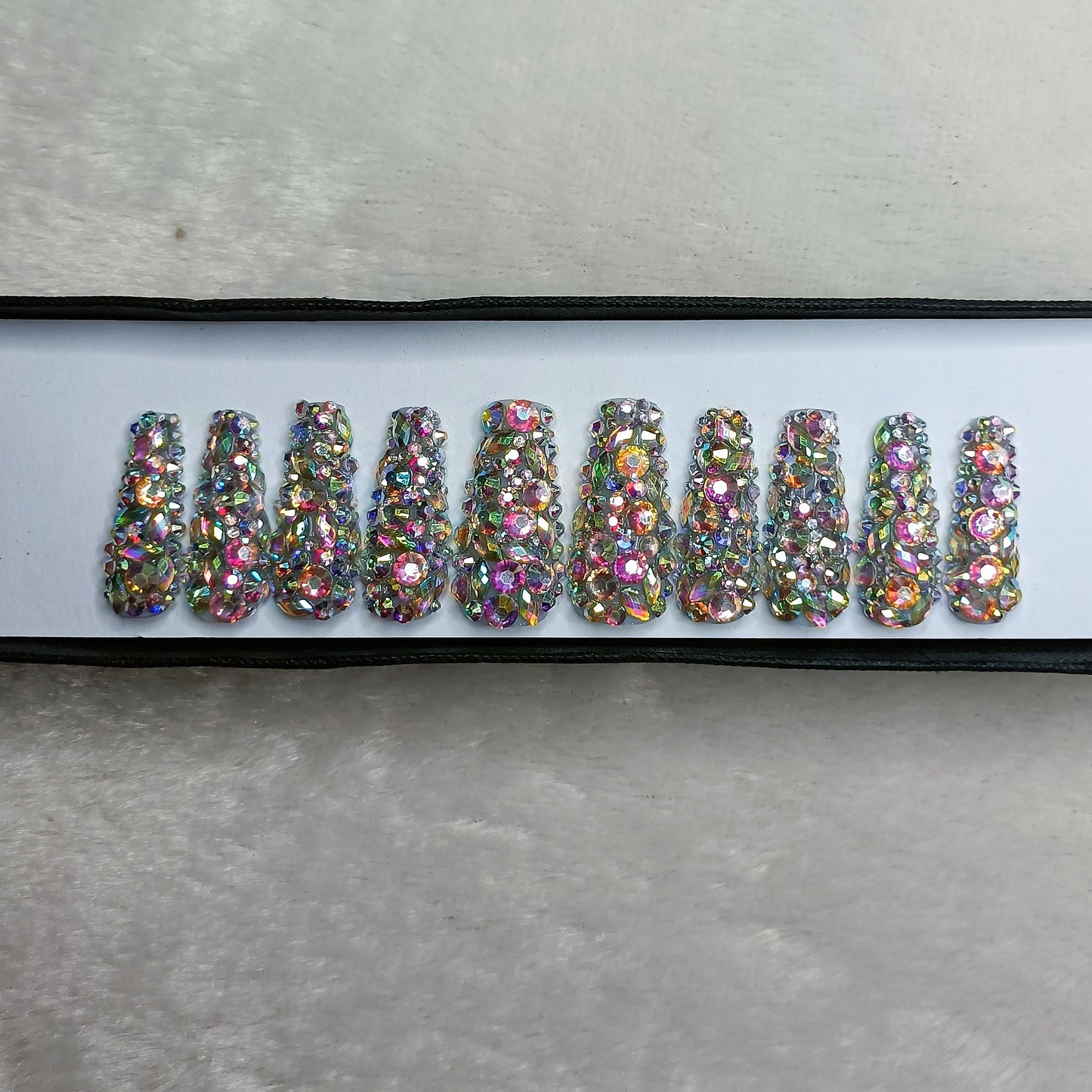 The NailzStation Glossy Full Studded Press on Fake Artificial Nails Set with glue, filer, sticker application kit // 1301