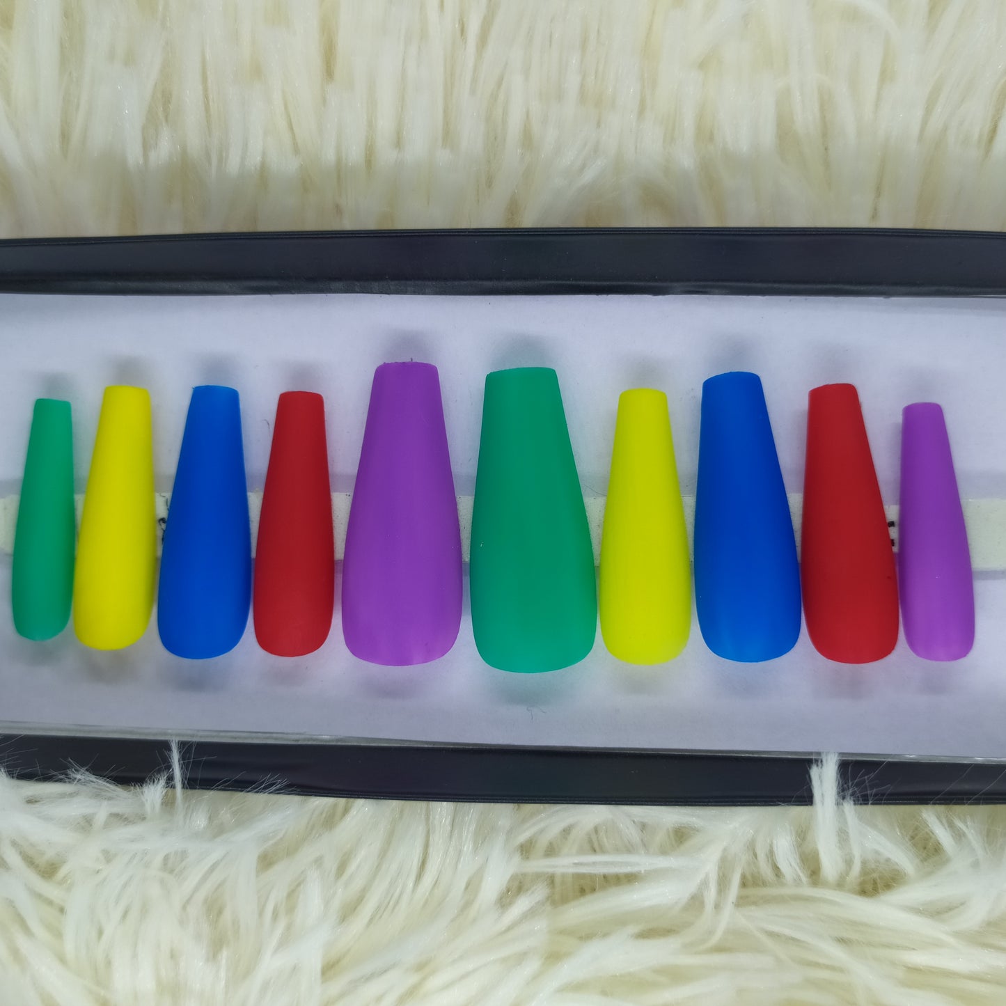The NailzStation Matte Colorful Press on Fake Artificial Nails Set with glue, filer, sticker application kit // 1346