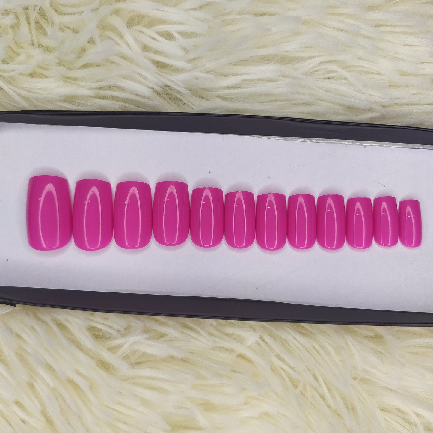 The NailzStation Glossy Plain Pink Press on Fake Artificial Nails Set with glue, filer, sticker application kit // 1347