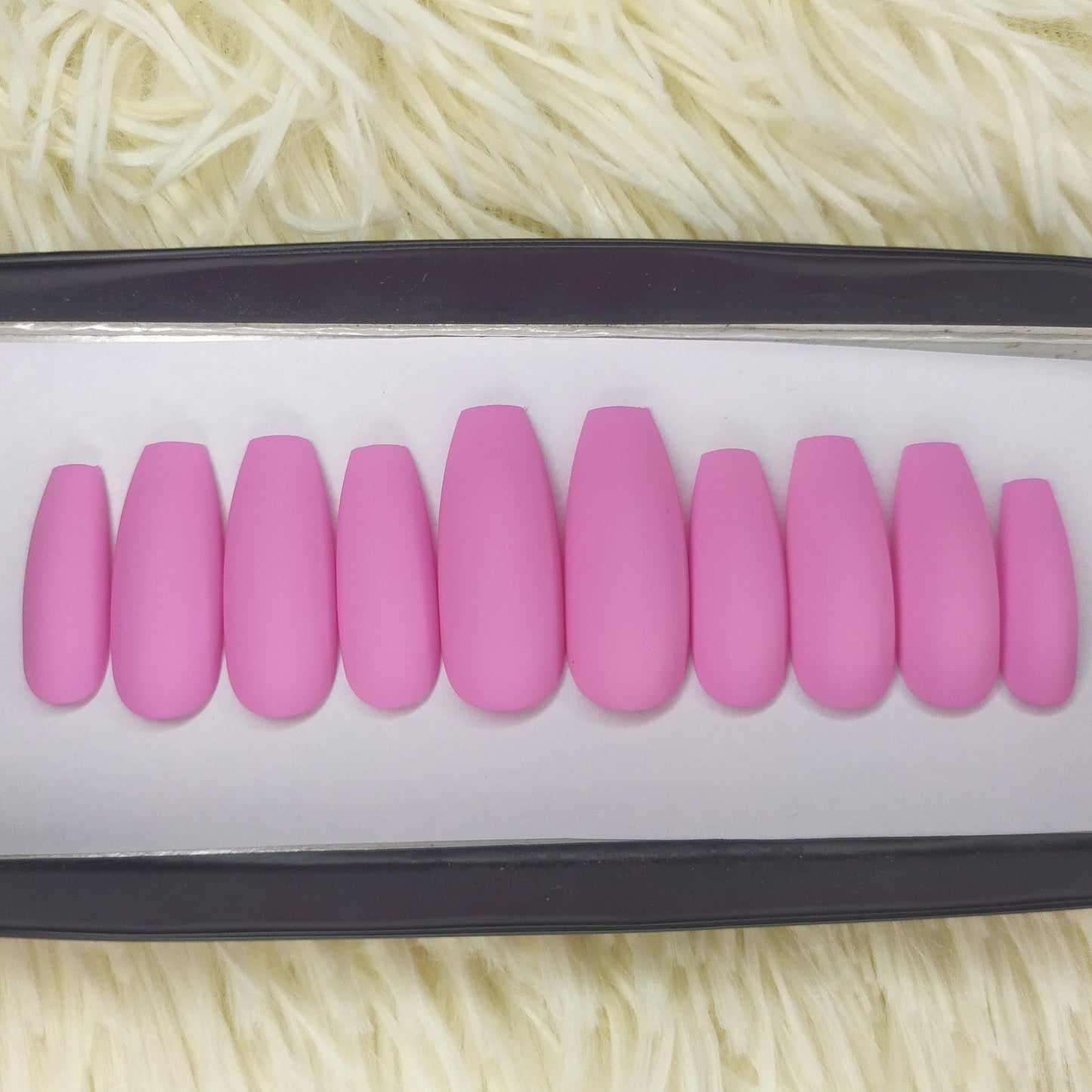 The NailzStation Matte Plain Pastel Pink Press on Fake Artificial Nails Set with glue, filer, sticker application kit // 1357