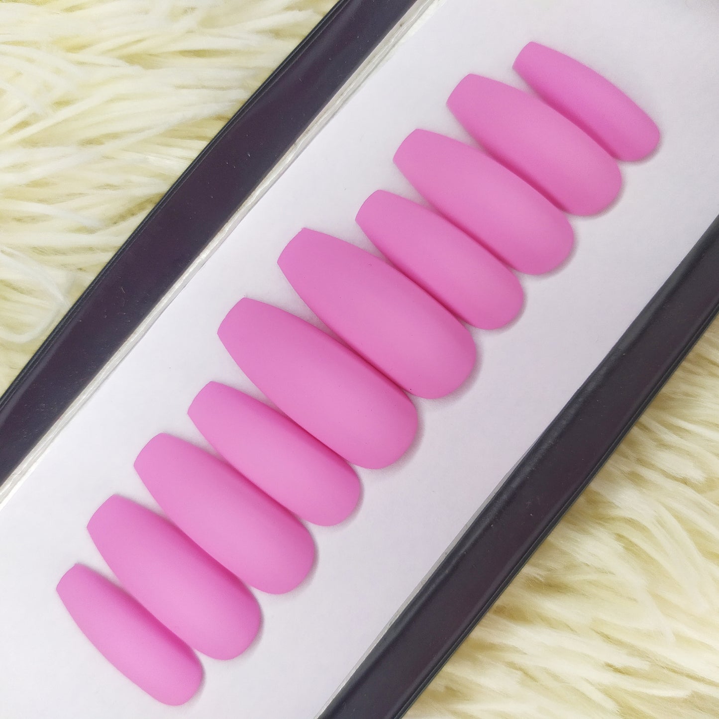 The NailzStation Matte Plain Pastel Pink Press on Fake Artificial Nails Set with glue, filer, sticker application kit // 1357