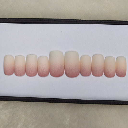 The NailzStation Matte Nude Ombre Bridal Press on Fake Artificial Nails Set with glue, filer, sticker application kit // 1541