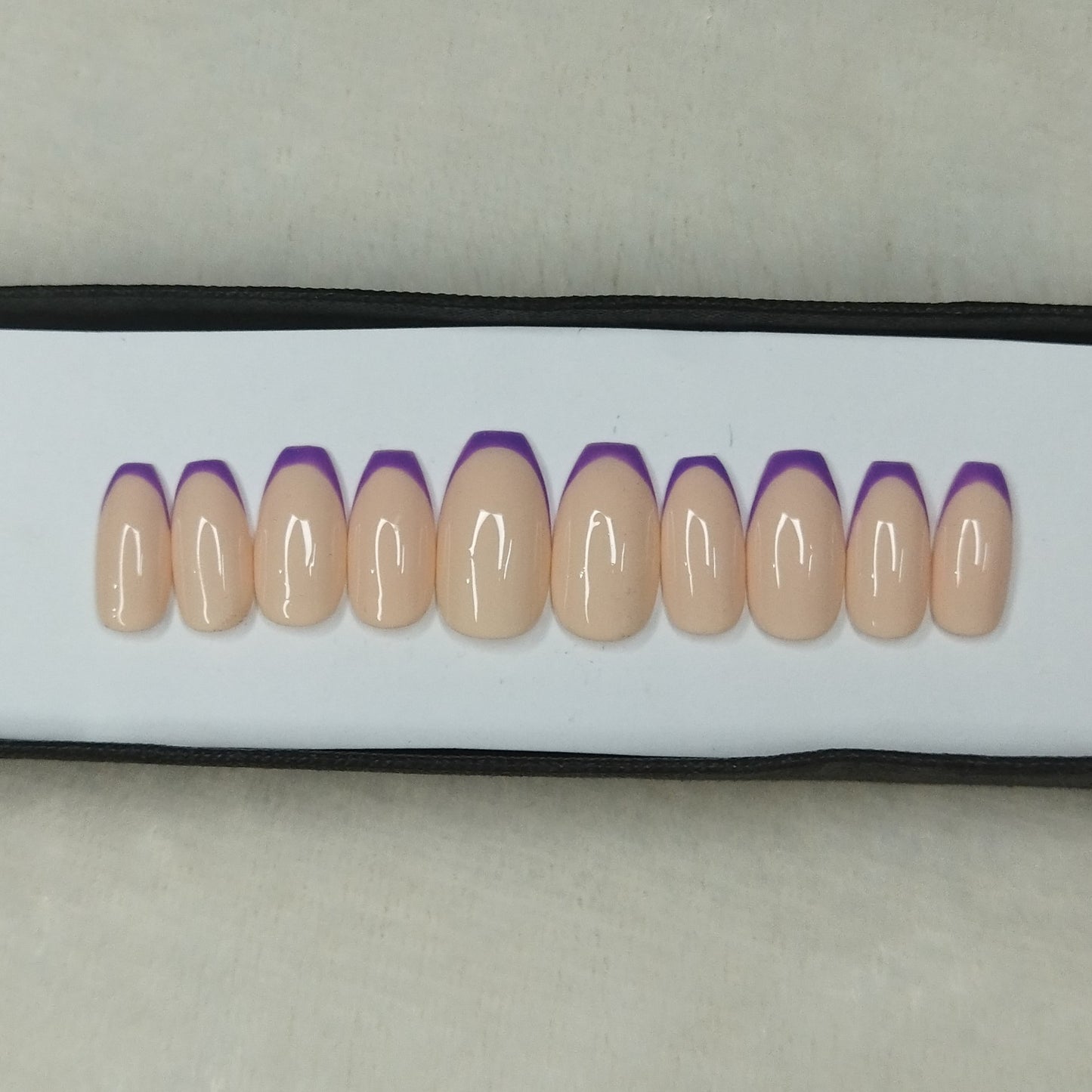 The NailzStation Glossy Nude Purple French Press on Fake Artificial Nails Set with glue, filer, sticker application kit // 1314