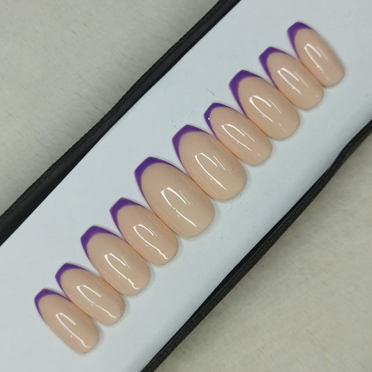 The NailzStation Glossy Nude Purple French Press on Fake Artificial Nails Set with glue, filer, sticker application kit // 1314