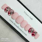 The NailzStation Matte Nude Floral Press on Fake Artificial Nails Set with glue, filer, sticker application kit // 1157