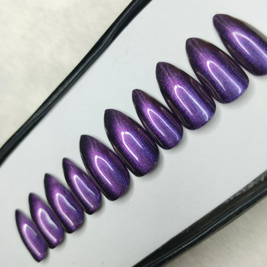 The NailzStation Glossy Blue Green Chrome Press on Fake Artificial Nails Set with glue, filer, sticker application kit // 1416