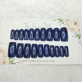 The NailzStation Dark Violet Chrome Press on Fake Artificial Nails Set with glue, filer, sticker application kit SB-SY-84