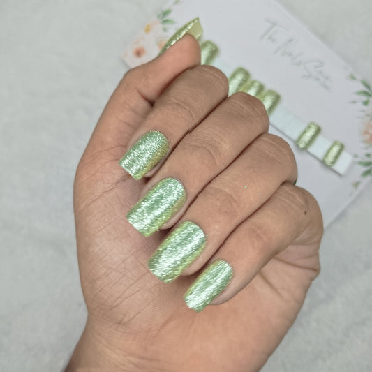 The NailzStation Glossy Water Glitter Press on Fake Artificial Nails Set with glue, filer, sticker application kit // 1493