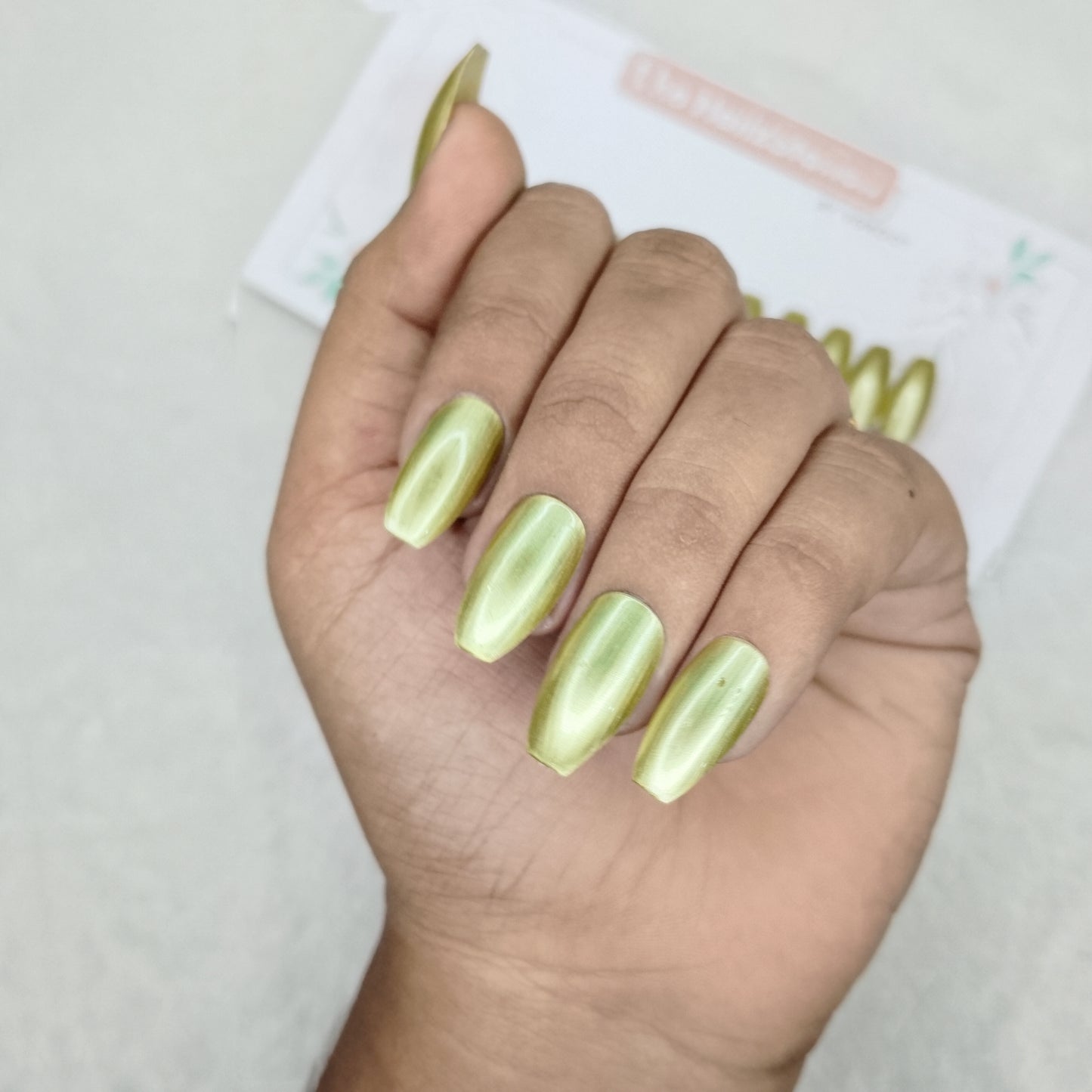 The NailzStation Glossy Gold Chrome Press on Fake Artificial Nails Set with glue, filer, sticker application kit // 1509