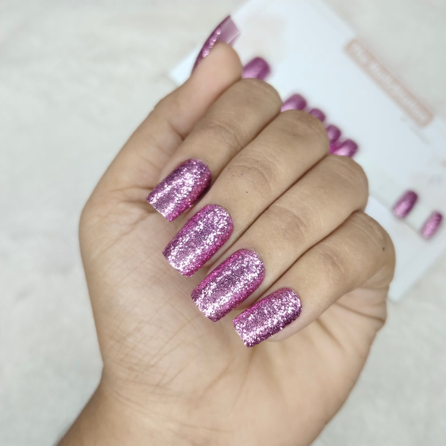 The NailzStation Glossy Purple Glitter Press on Fake Artificial Nails Set with glue, filer, sticker application kit // 1520