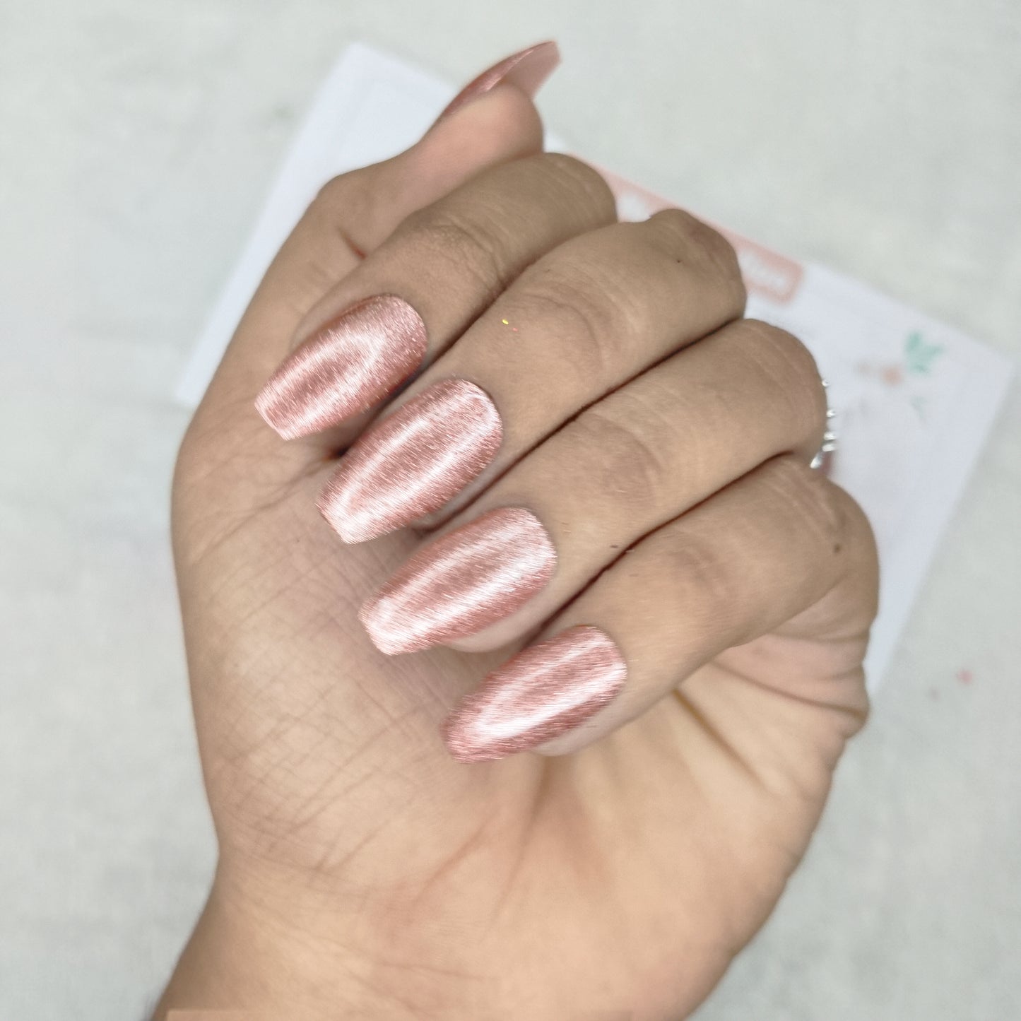 The NailzStation Glossy Peach Glitter Press on Fake Artificial Nails Set with glue, filer, sticker application kit // 1514