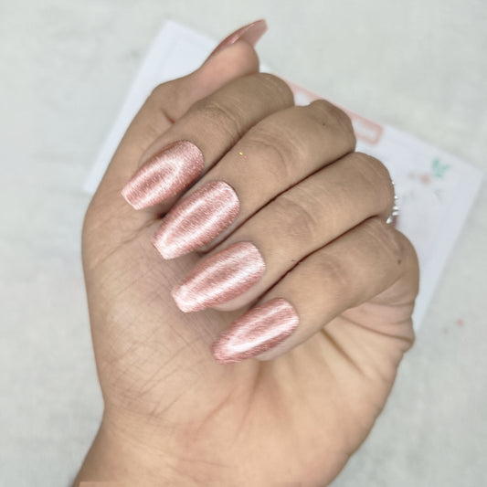 The NailzStation Glossy Peach Glitter Press on Fake Artificial Nails Set with glue, filer, sticker application kit // 1514