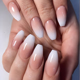 Glossy Nude Ombre Artificial Press on Fake Nails Set in Coffin- RTS (Pack of 24 nails)