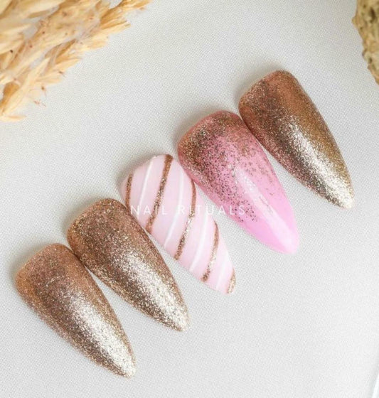 Glossy Glitter Ombre Press on Fake Artificial Nails / tns777