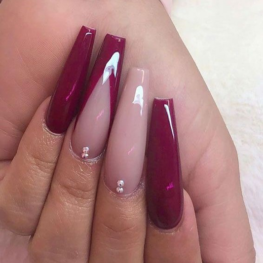 Glossy Nude Pink French Press on Fake Artificial Nails / tns519