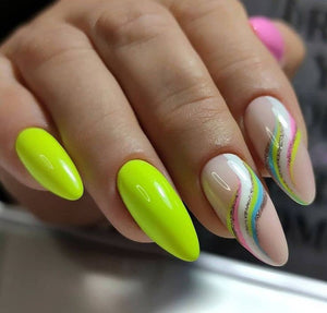 Glossy Neon Glitter Swirls Press on Fake Nails // tns463