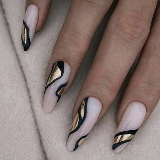 Glossy White Chrome Press on Fake Artificial Nails / tns636