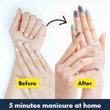 Glossy Blue French Artificial Press on Fake Nails Set in Almond- RTS (Pack of 24 nails)