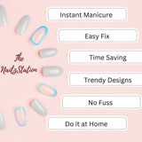 The NailzStation Glossy Red French Press on Fake Artificial Nails Set with glue, filer, sticker application kit // 1089