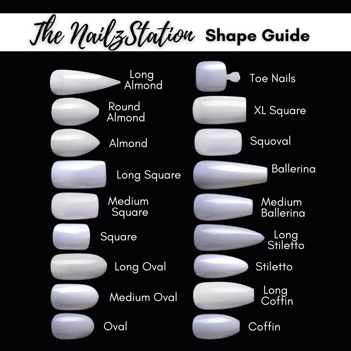 The NailzStation Matte Black Marble Press on Fake Artificial Nails Set with glue, filer, sticker application kit // 1078