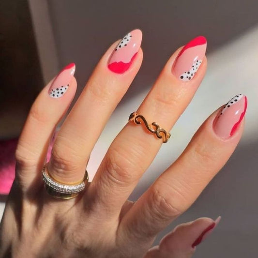 Glossy Light Pink Abstract Press on Fake Nails // tns166