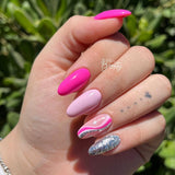 Glossy Pink Swirls Press on Fake Nails // tns493