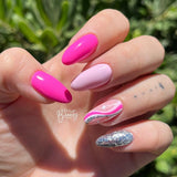 Glossy Pink Swirls Press on Fake Nails // tns493