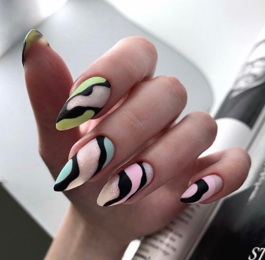 Matte Pastel Swirls Press on Fake Nails // tns437
