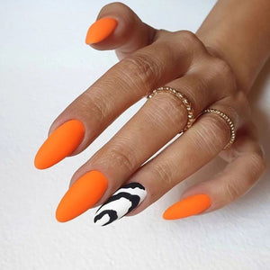 Matte Orange Swirls Press on Fake Nails // tns441