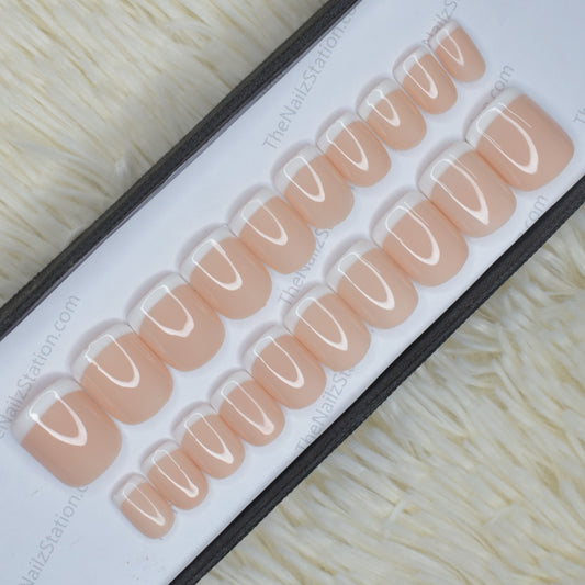 Nude French Manicure Press on Nails Set // 346