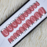 Glossy Pink French Manicure Press on Nails Set // 268