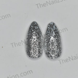 Pair of Full Glitter (Silver) Replacement Press on Nails (2 pieces)