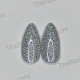 Pair of Full Glitter (Holographic Silver) Replacement Press on Nails (2 pieces)