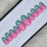 Glossy Light Blue and Light Pink Ombre Press on Nails Set // 473