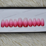 Glossy Red and White ombre Press on Nails Set // 426