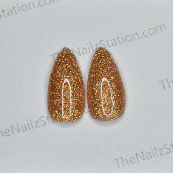 Pair of Full Glitter (Holographic Golden) Replacement Press on Nails (2 pieces)