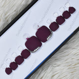 Matte Plum with Rhinestones Accent Press on Toe Nails Set // 210