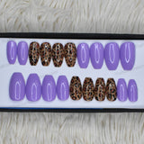 Glossy Light purple Animal Print Press on Nails Set // 410
