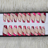 Glossy Pink Abstract Press on Nails Set // 413