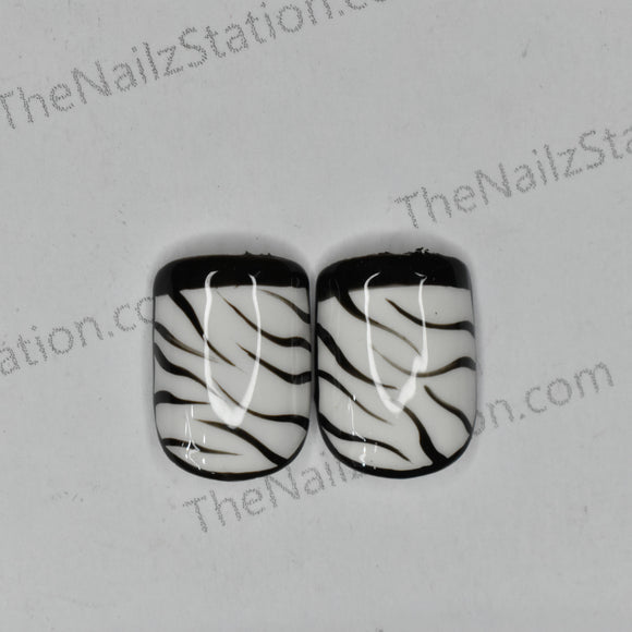 Black and White Printed Replacement Press on Nails (2 pieces)