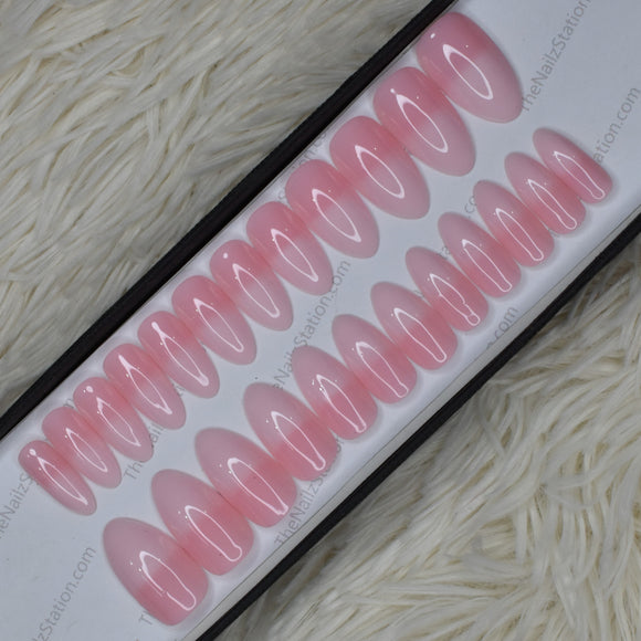 Pink French Ombre Press on Nails Set in Almond (RTS) // 373